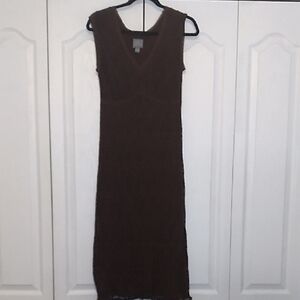 Rabbit Rabbit Rabbit Brown Ribbed Sheath Midi Dress